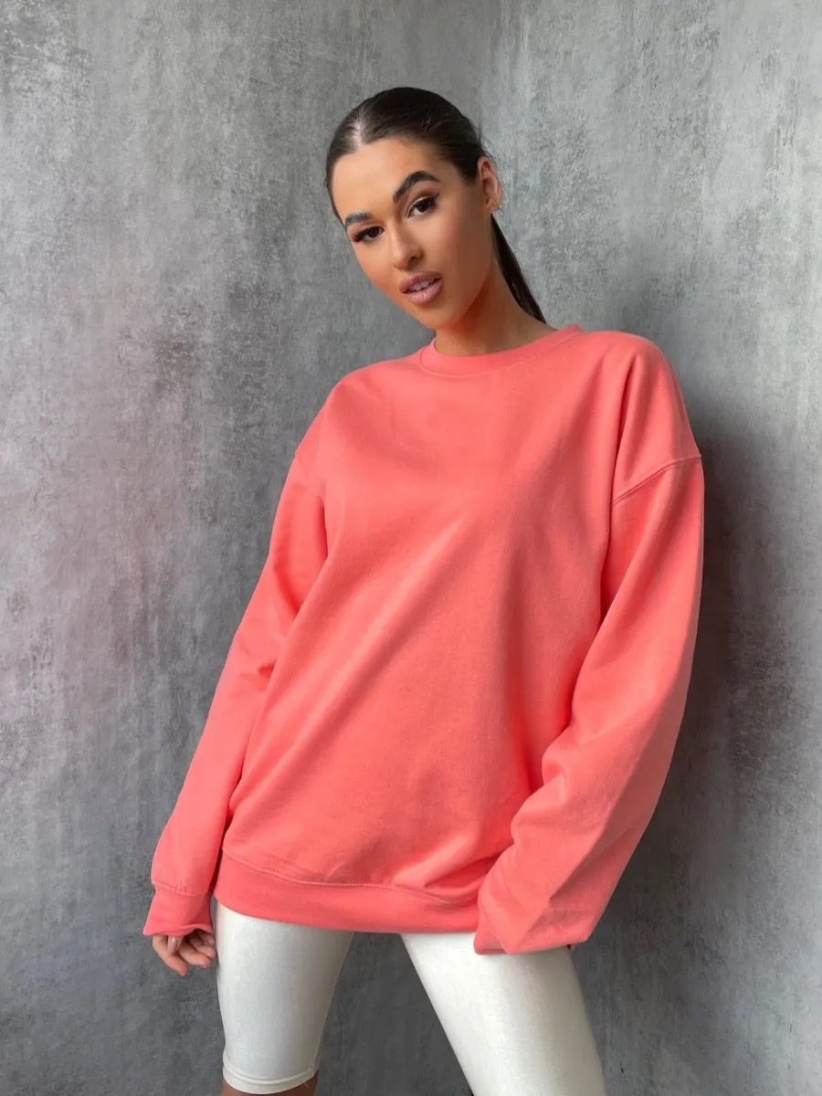 Simonne Plain Sweatshirt Jumper In Coral