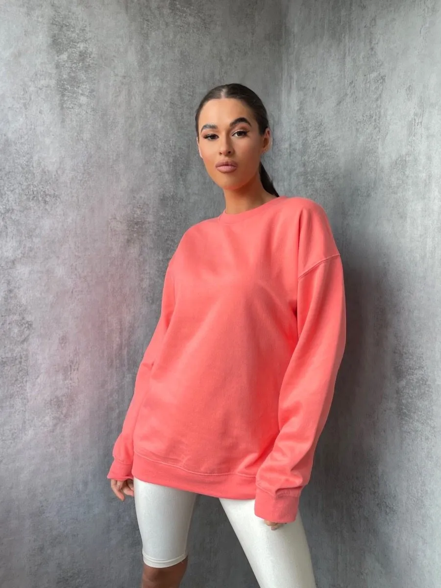 Simonne Plain Sweatshirt Jumper In Coral