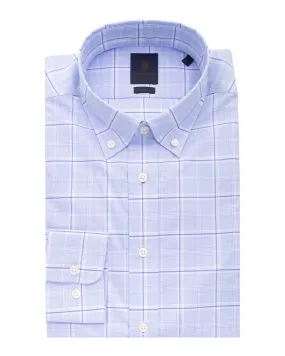 Sky Windowpane Plaid Button-down Easy-iron Shirt