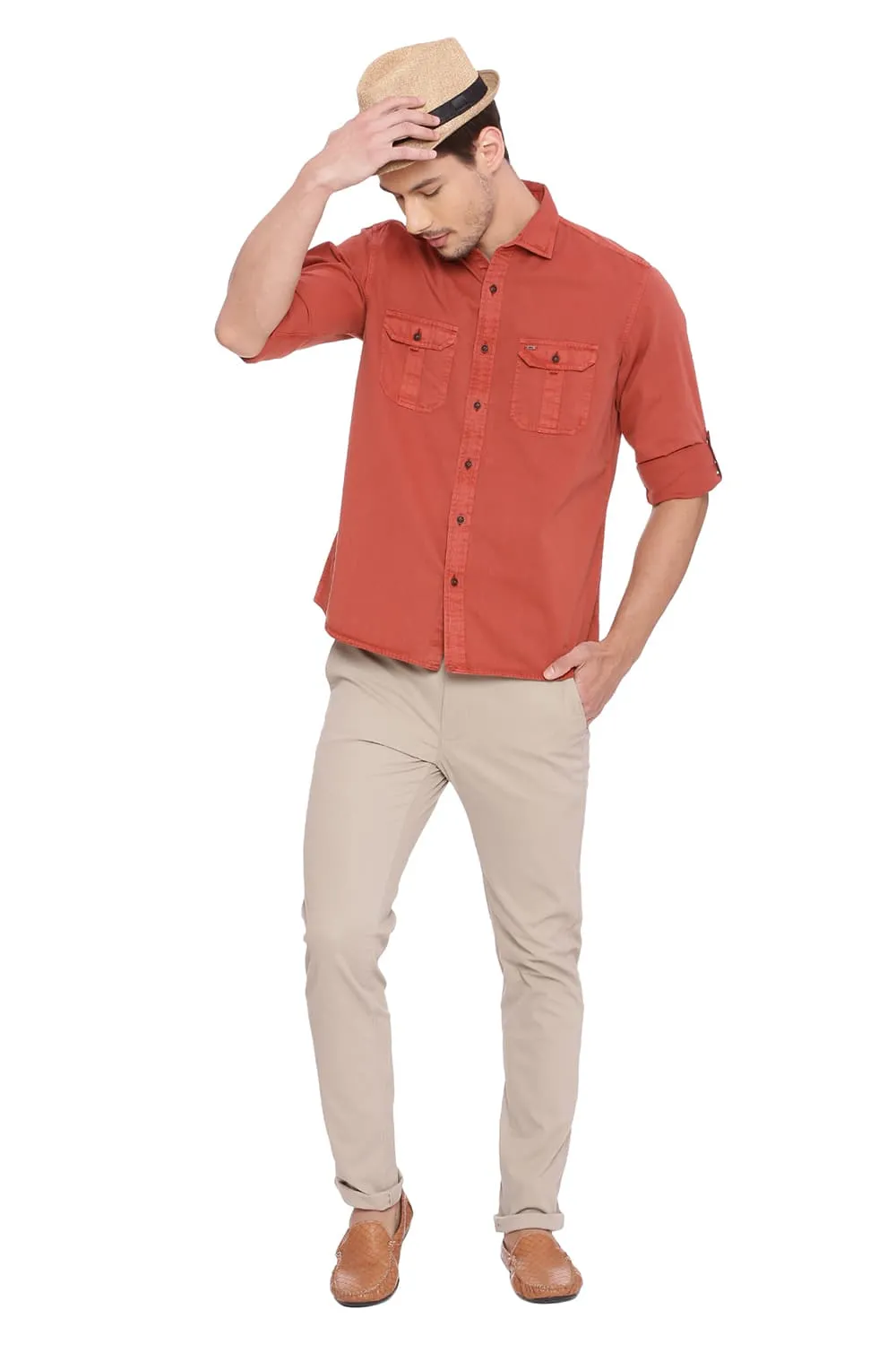 Slim Fit Garment Dyed Twill Shirt