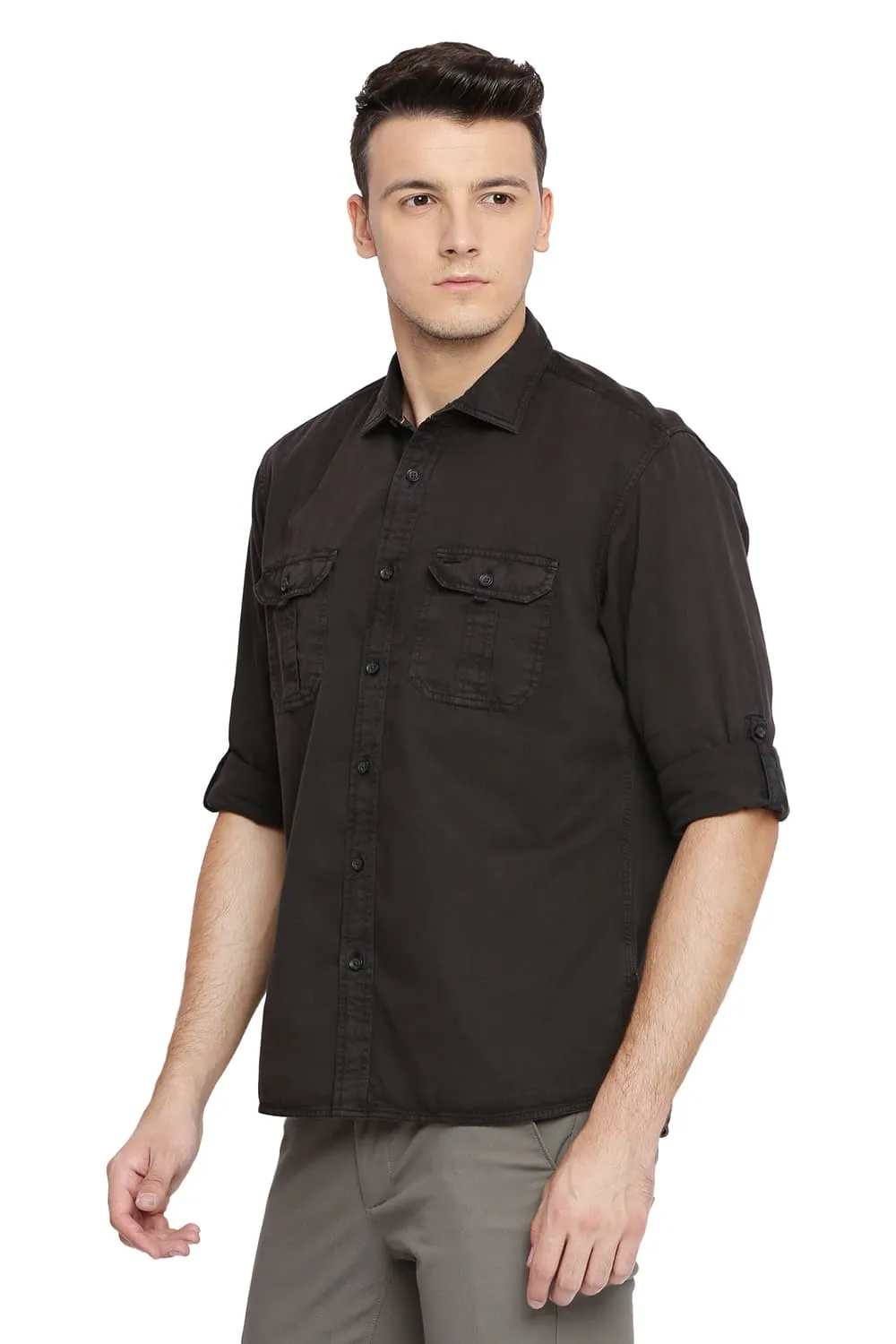 Slim Fit Garment Dyed Twill Shirt