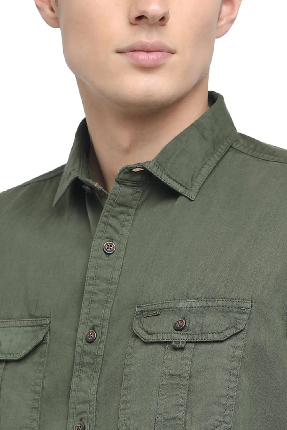 Slim Fit Garment Dyed Twill Shirt