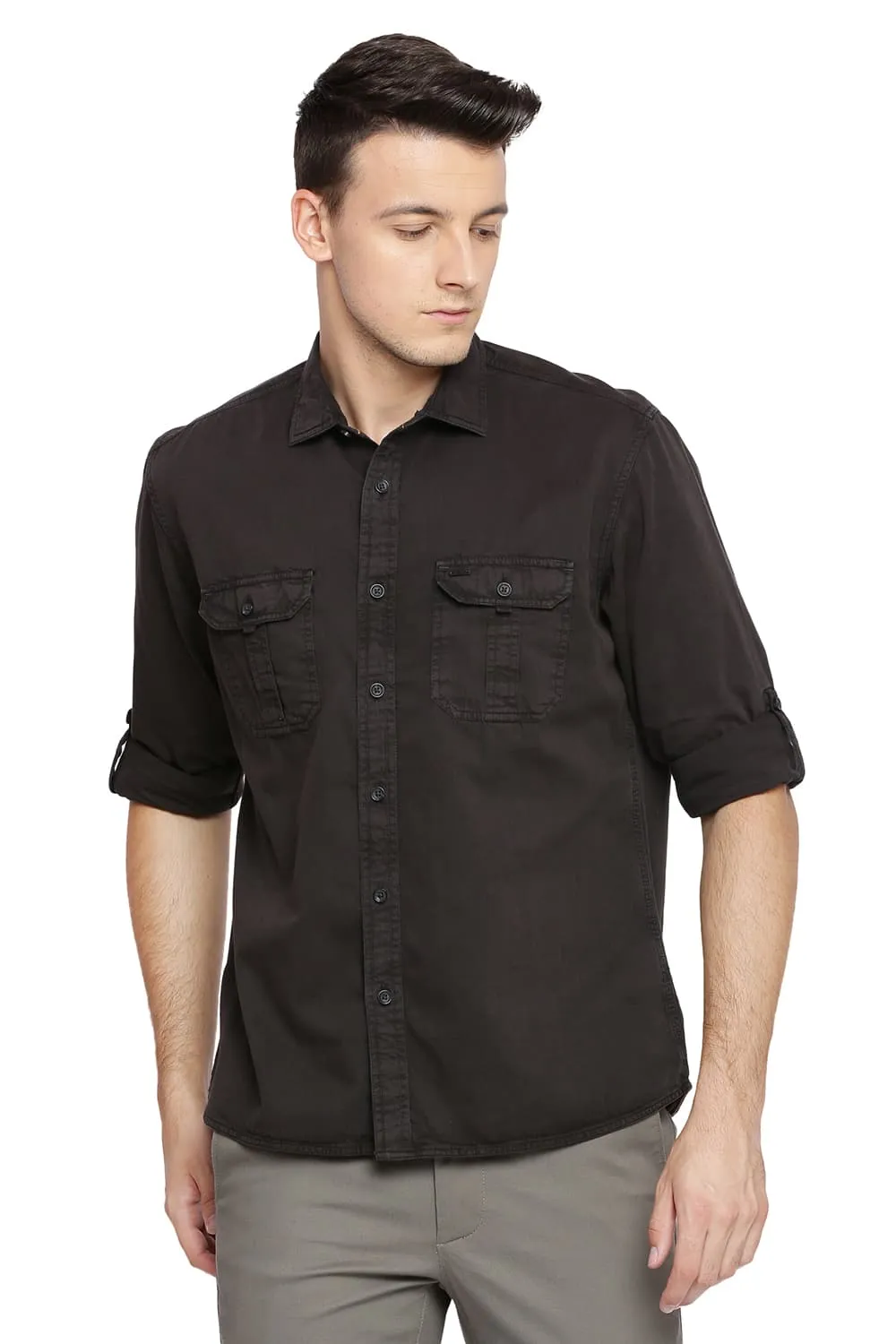 Slim Fit Garment Dyed Twill Shirt