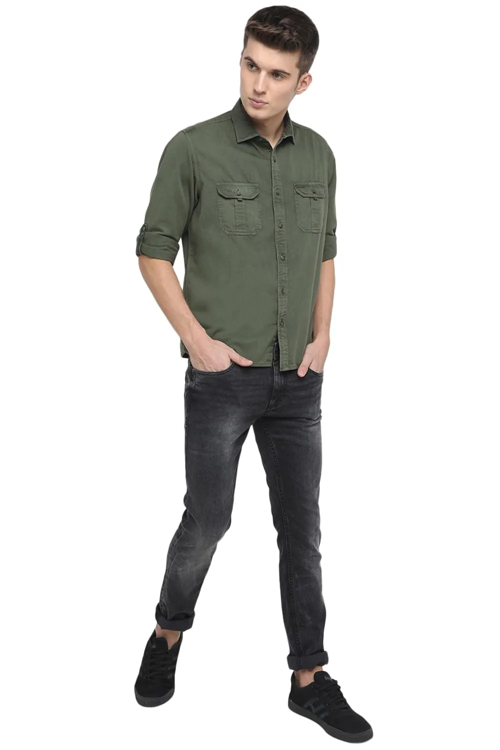 Slim Fit Garment Dyed Twill Shirt