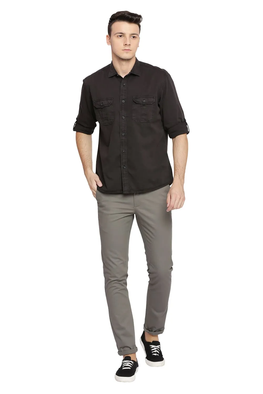 Slim Fit Garment Dyed Twill Shirt