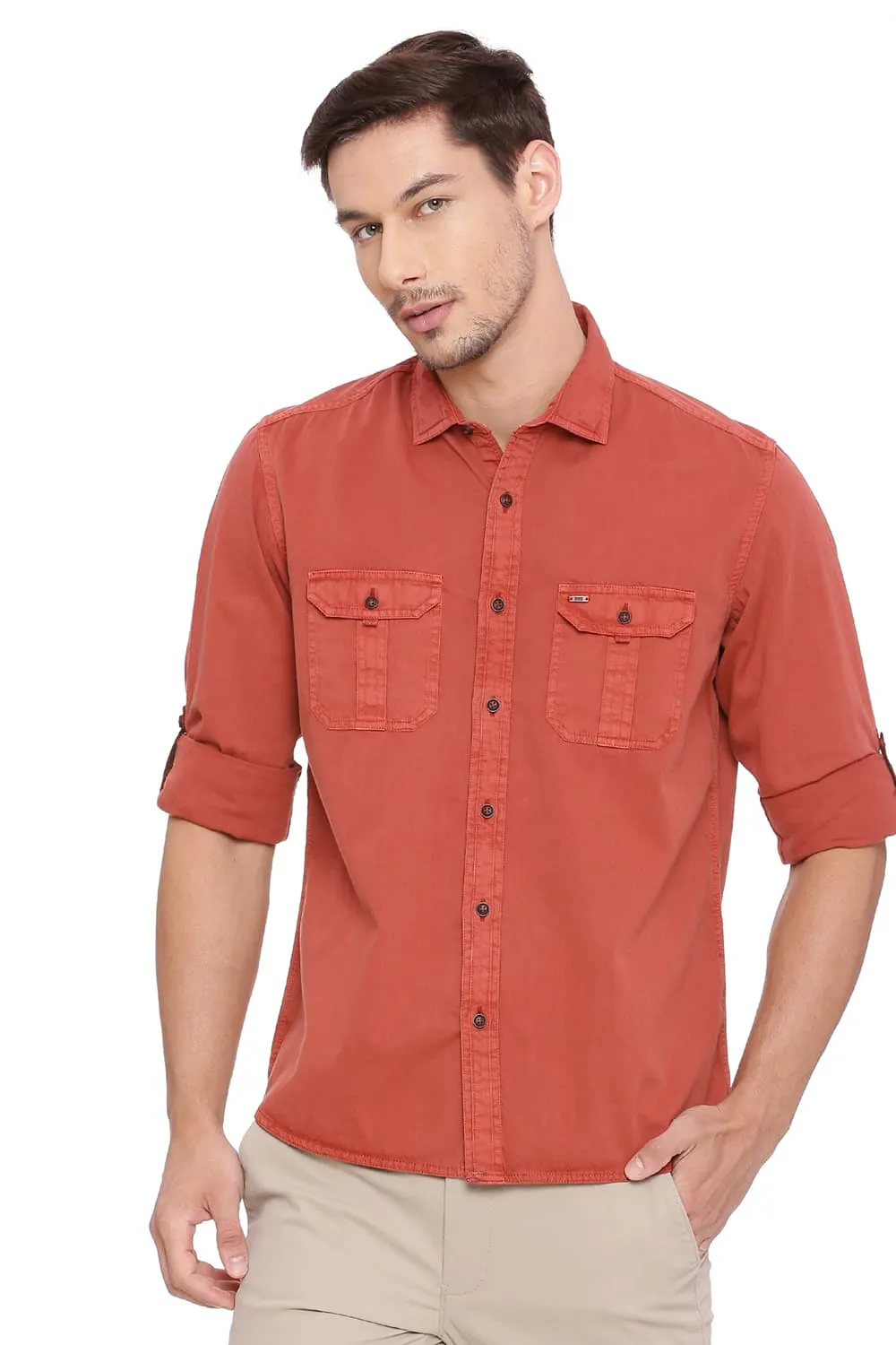 Slim Fit Garment Dyed Twill Shirt