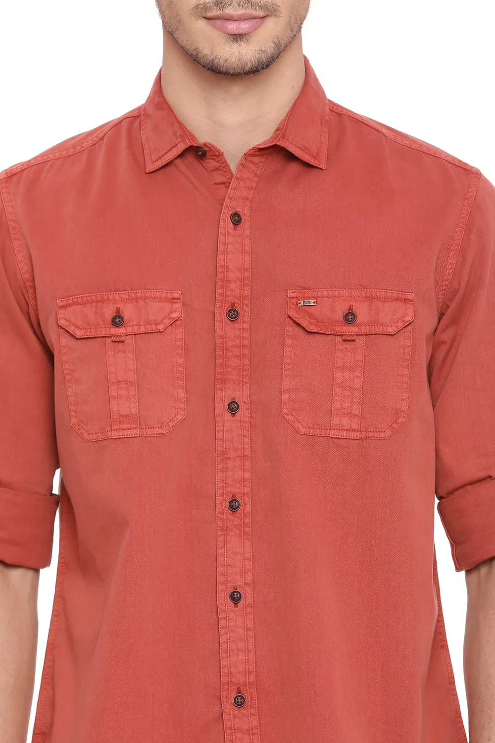 Slim Fit Garment Dyed Twill Shirt