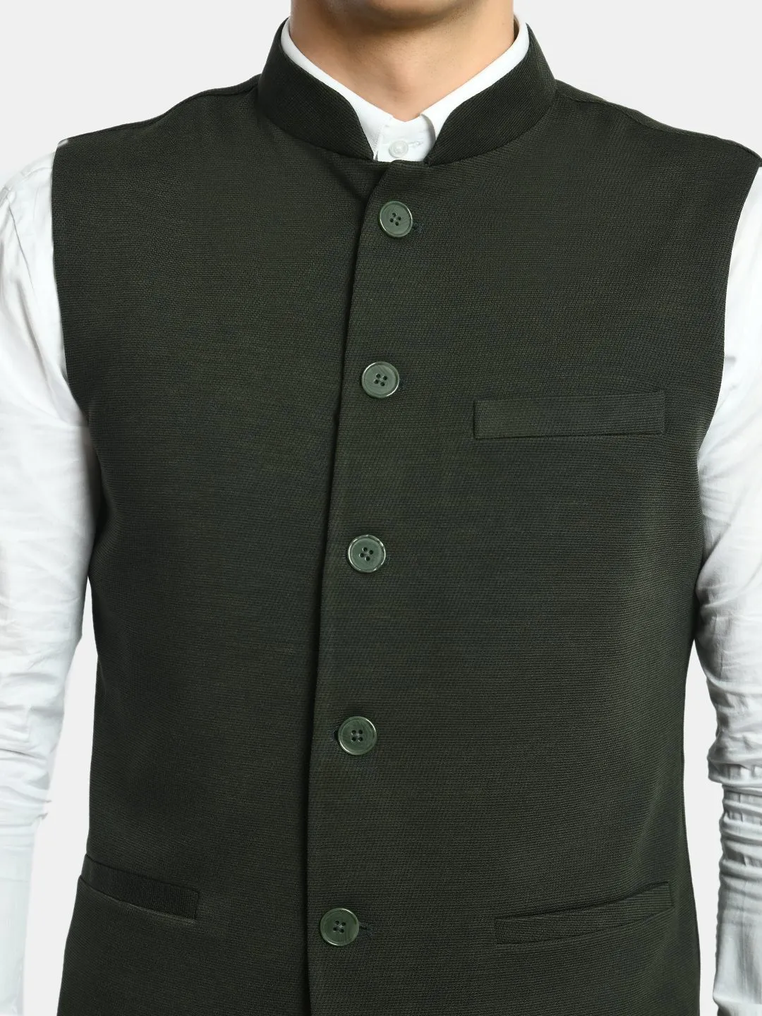 Solid Knit Men's Slim Fit Nehru Jacket