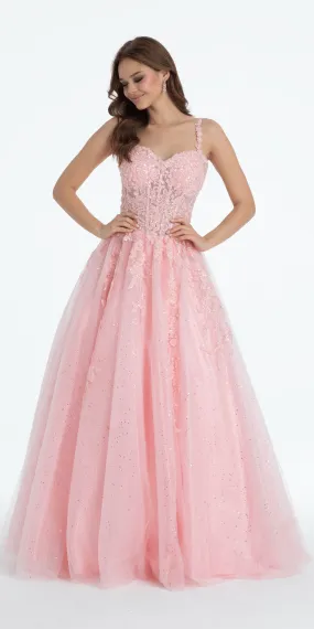 Sweetheart Floral Embroidered Lace Up Back Ballgown