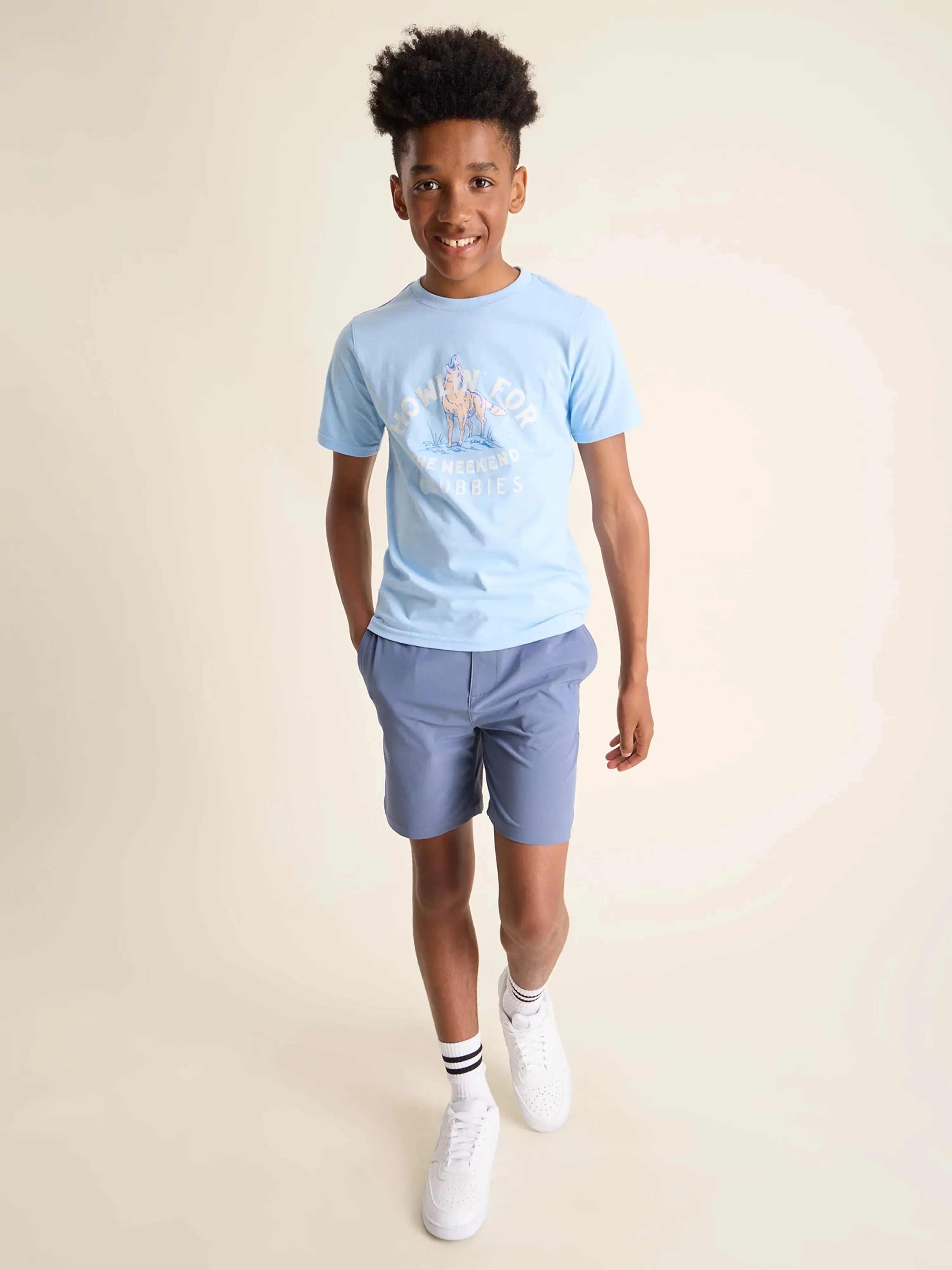 The Howlin' For The Weekend (Youth Non Pocket T-Shirt) - Soft Blue