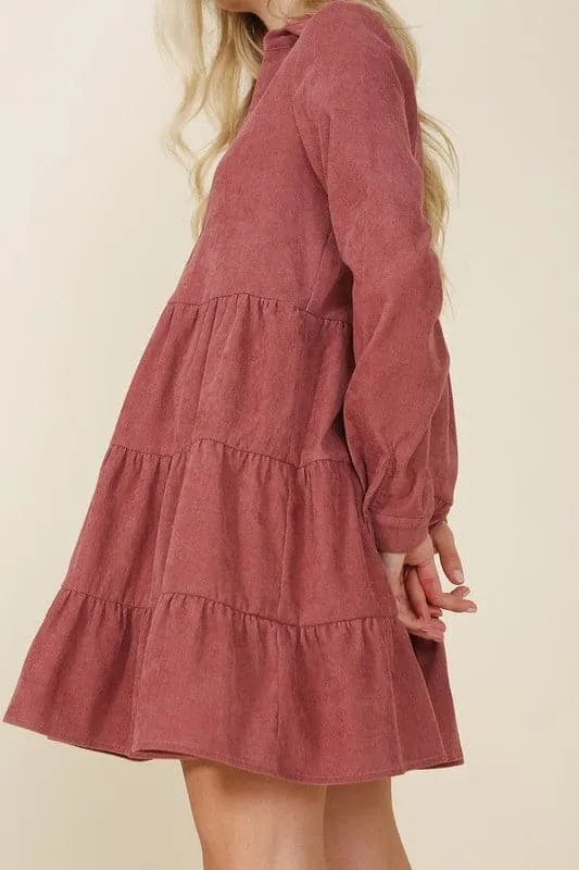 Timeless Corduroy Tiered Mini Dress