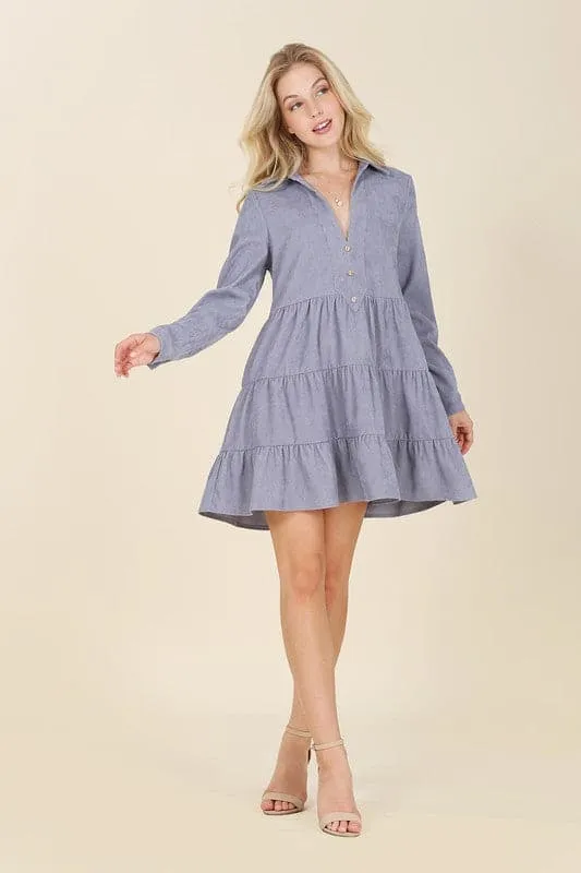 Timeless Corduroy Tiered Mini Dress