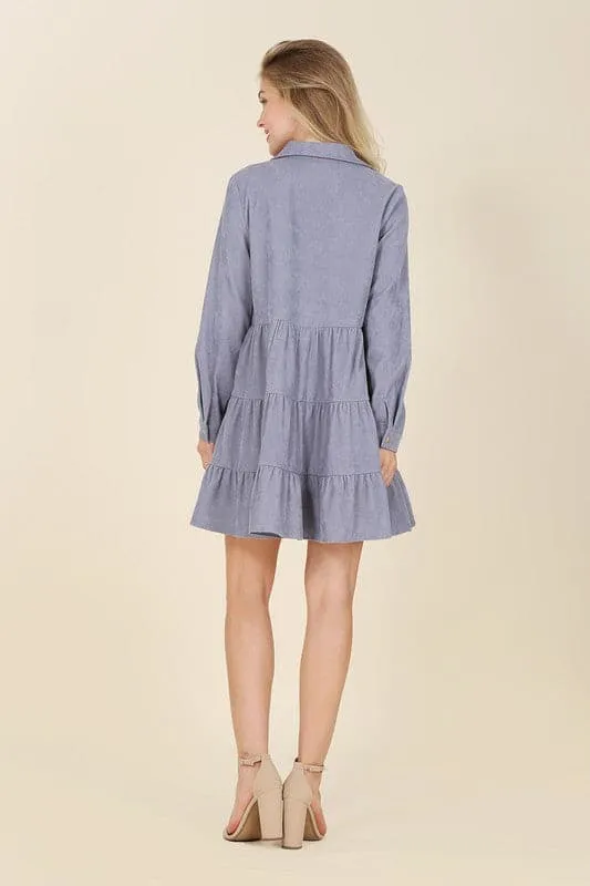 Timeless Corduroy Tiered Mini Dress