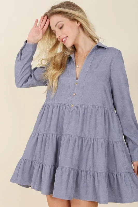 Timeless Corduroy Tiered Mini Dress