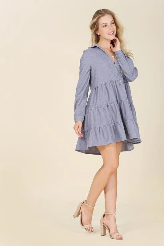 Timeless Corduroy Tiered Mini Dress