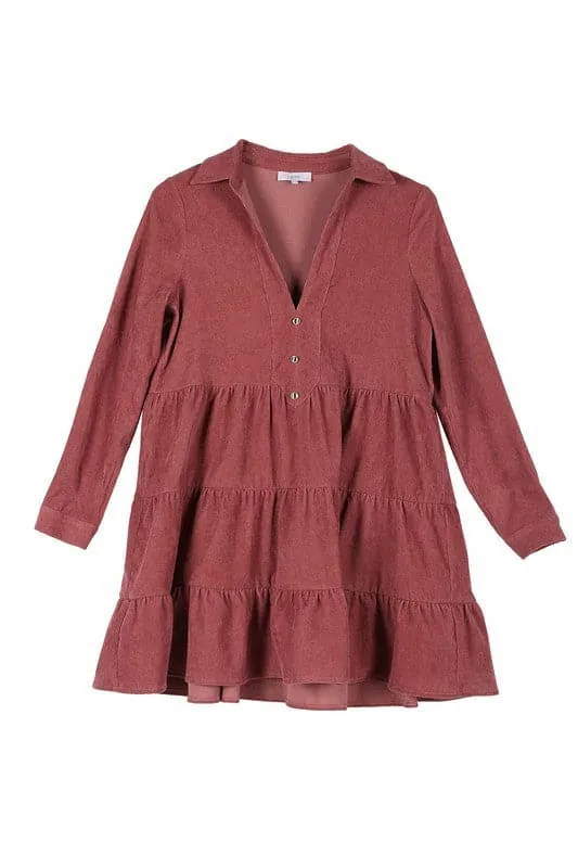 Timeless Corduroy Tiered Mini Dress