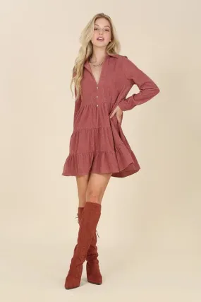 Timeless Corduroy Tiered Mini Dress