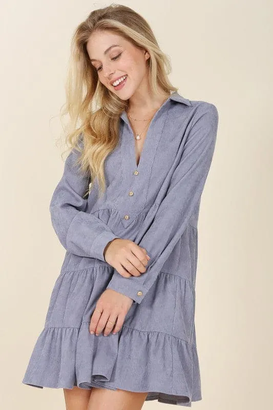 Timeless Corduroy Tiered Mini Dress