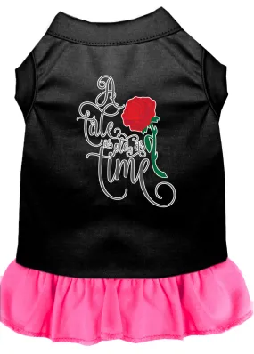 Timeless Tale Screen Print Dog Dress Black With Bright Pink Med