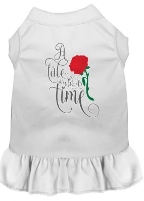 Timeless Tale Screen Print Dog Dress White Sm