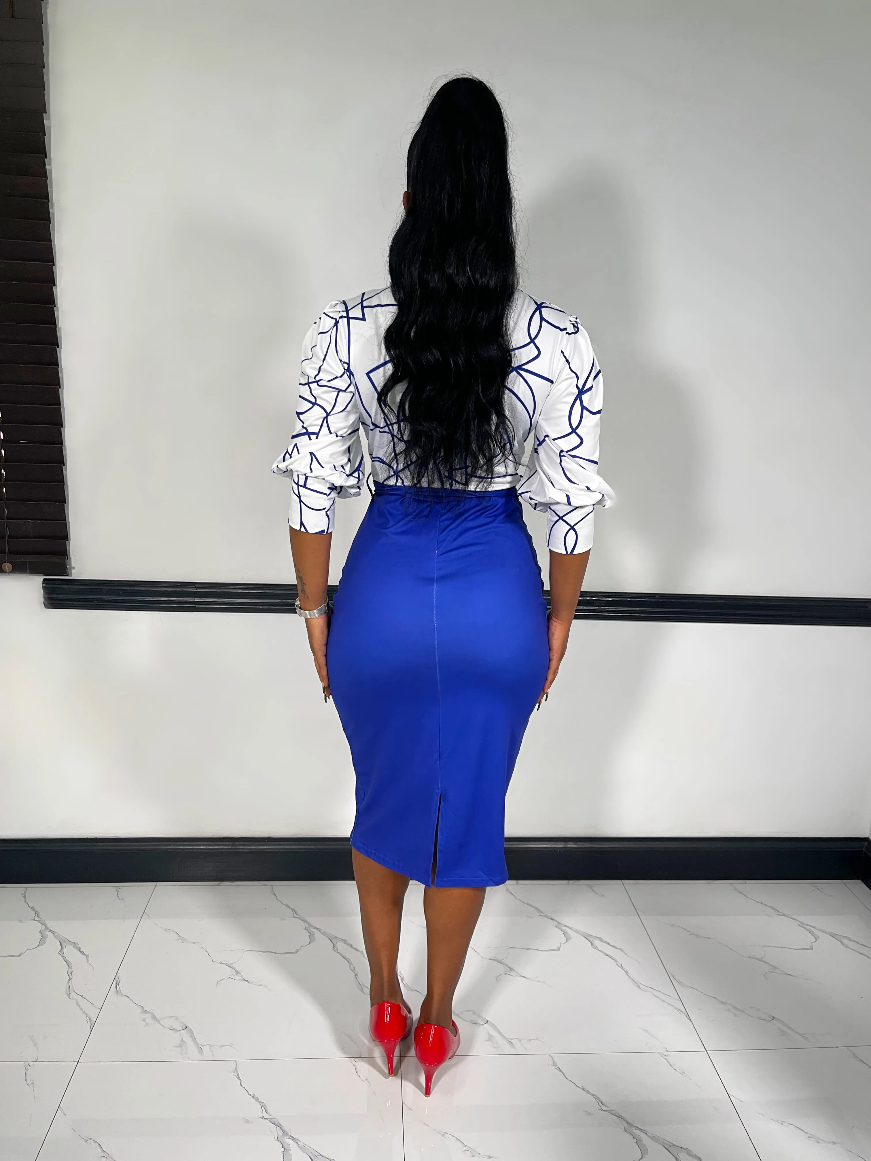 Timeless Twist Midi Dress-Blue