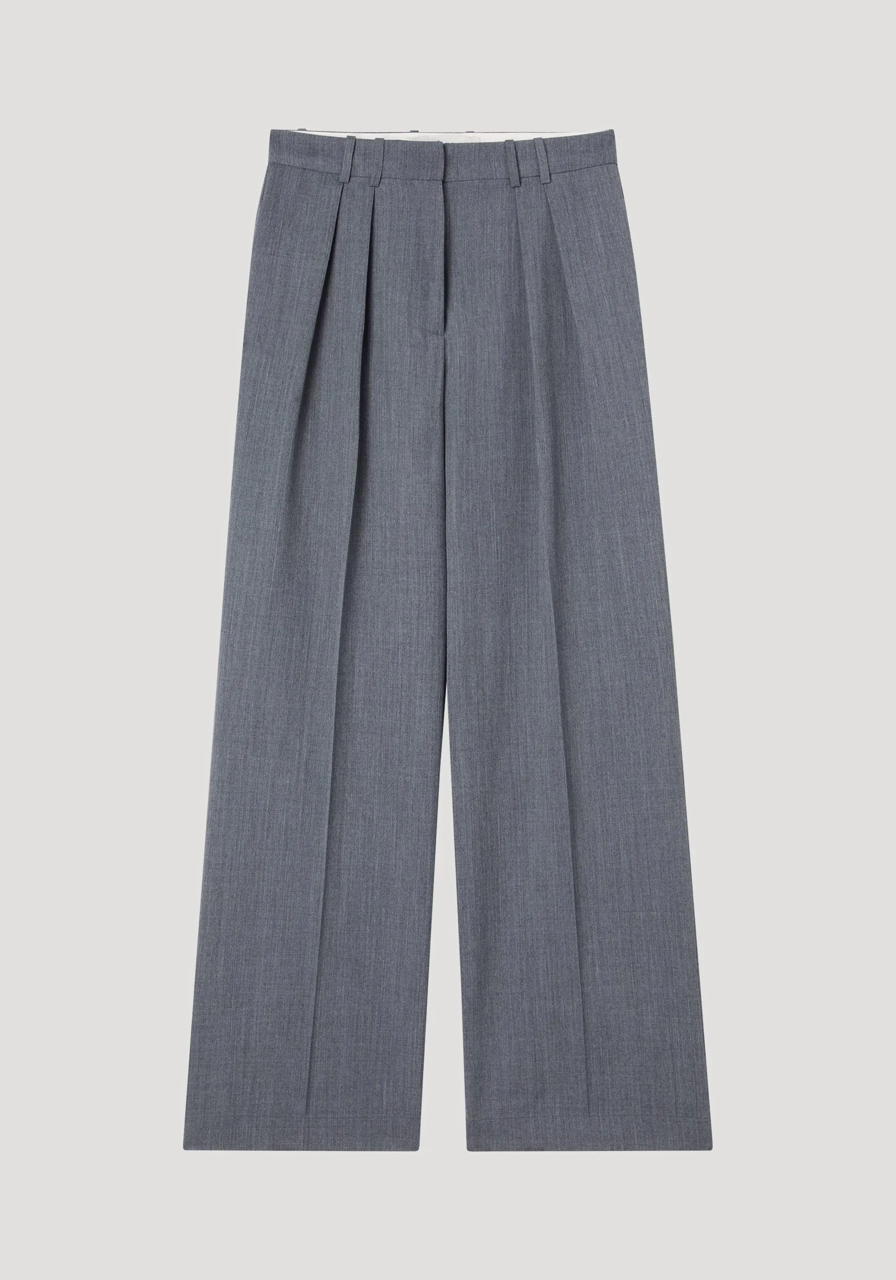 Wide leg double pleated trousers | dark grey melange