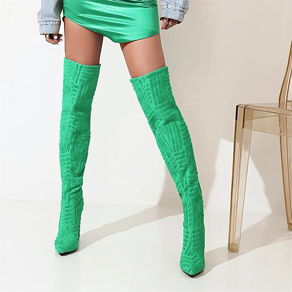 Women - High Boots - Textured Pattern - Stylish Footwear