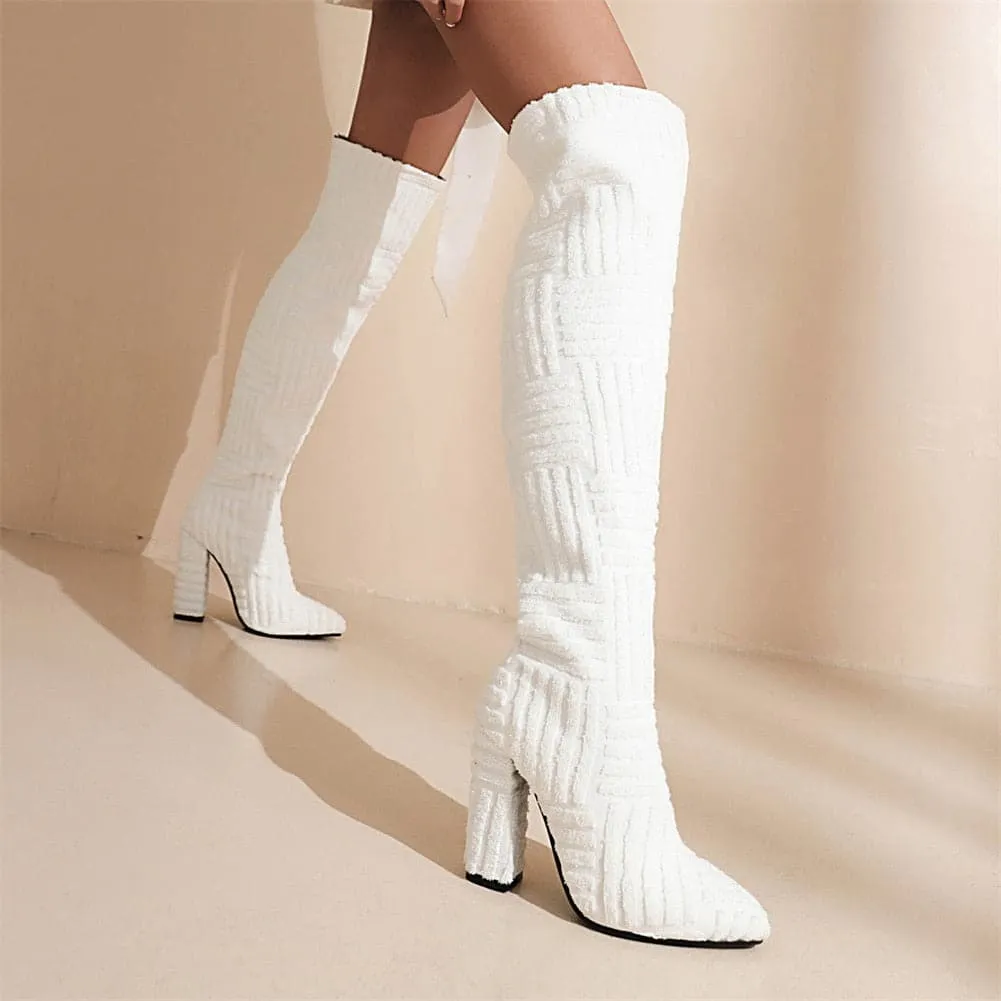 Women - High Boots - Textured Pattern - Stylish Footwear