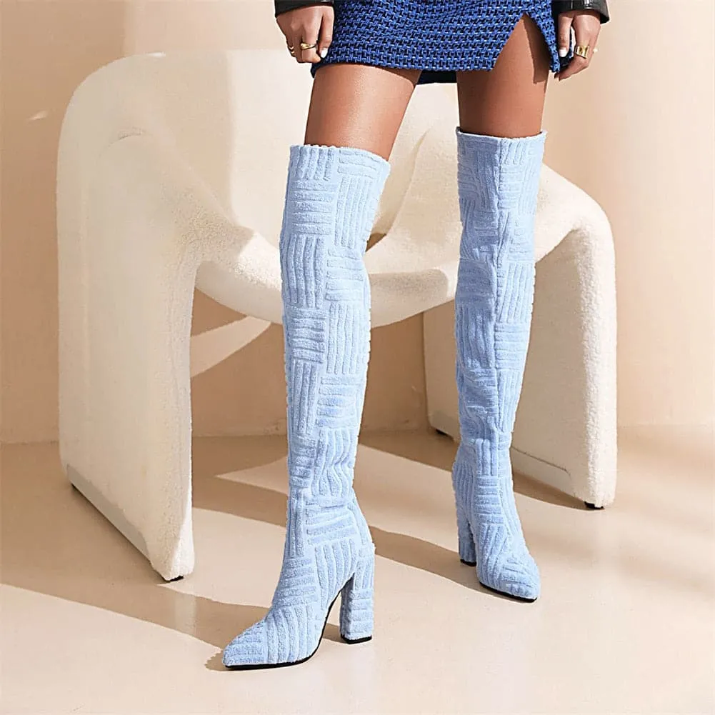 Women - High Boots - Textured Pattern - Stylish Footwear