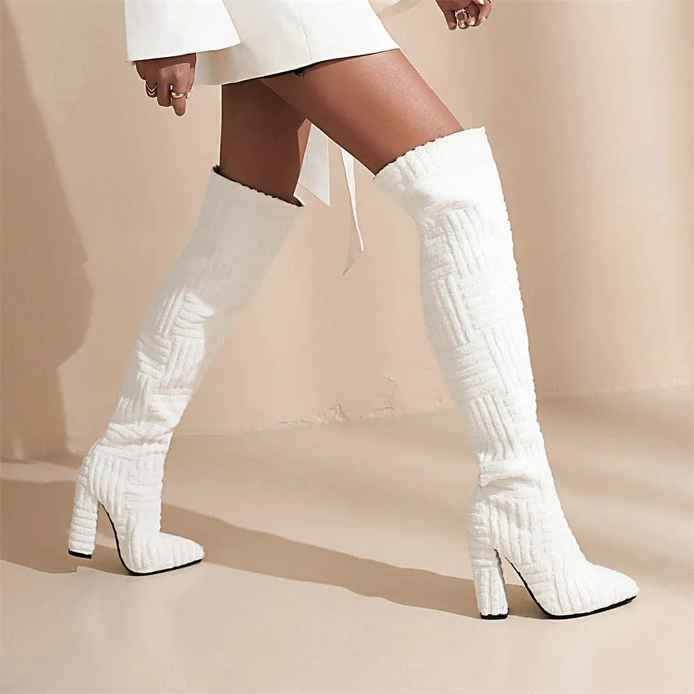 Women - High Boots - Textured Pattern - Stylish Footwear