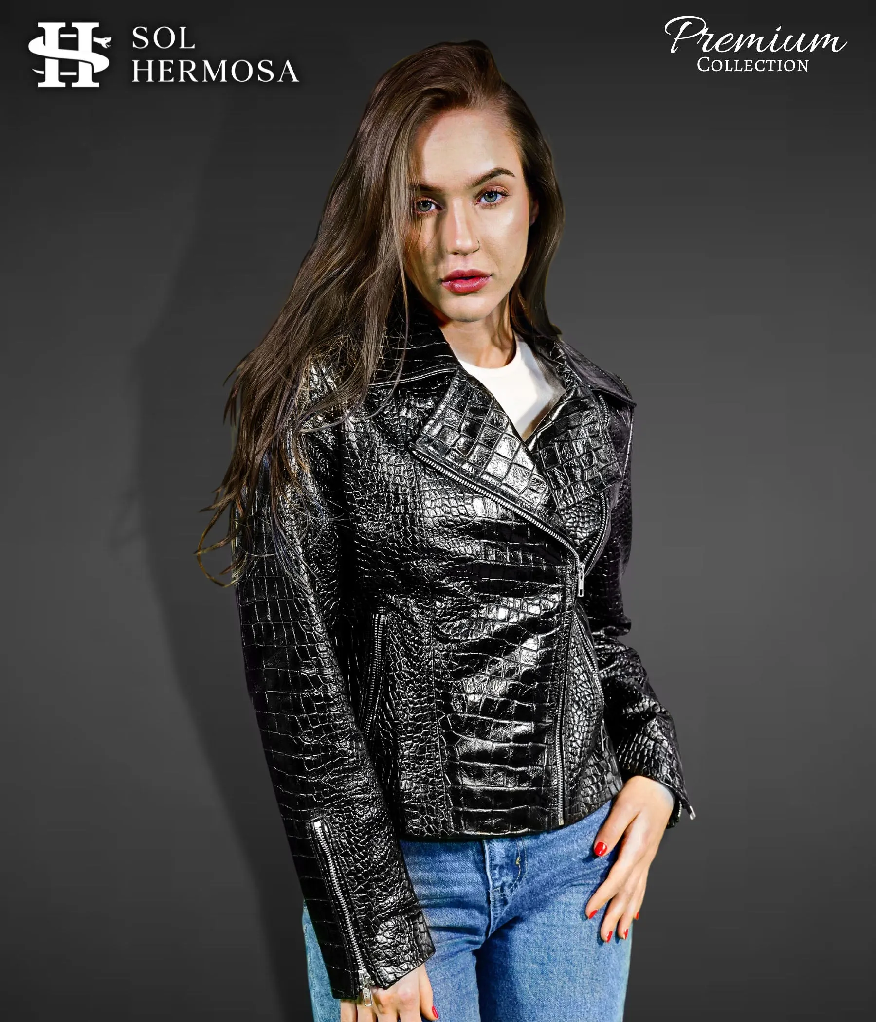 Women's Biker Leather Jacket - Athena